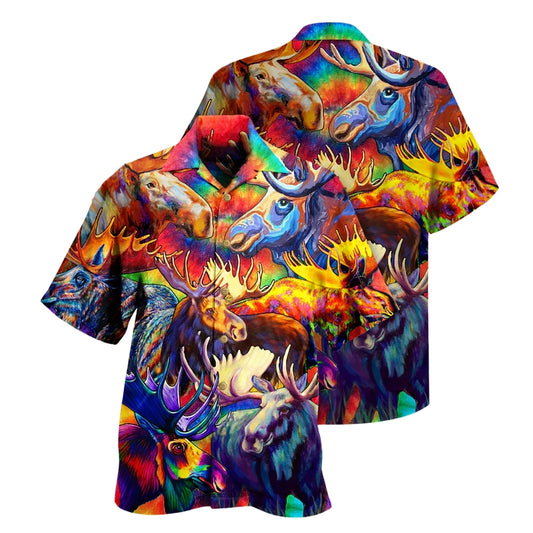 Colorful Moose Hunting Mens Hawaiian Shirt, Moose Hawaiian Shirt For Hunter HE0419