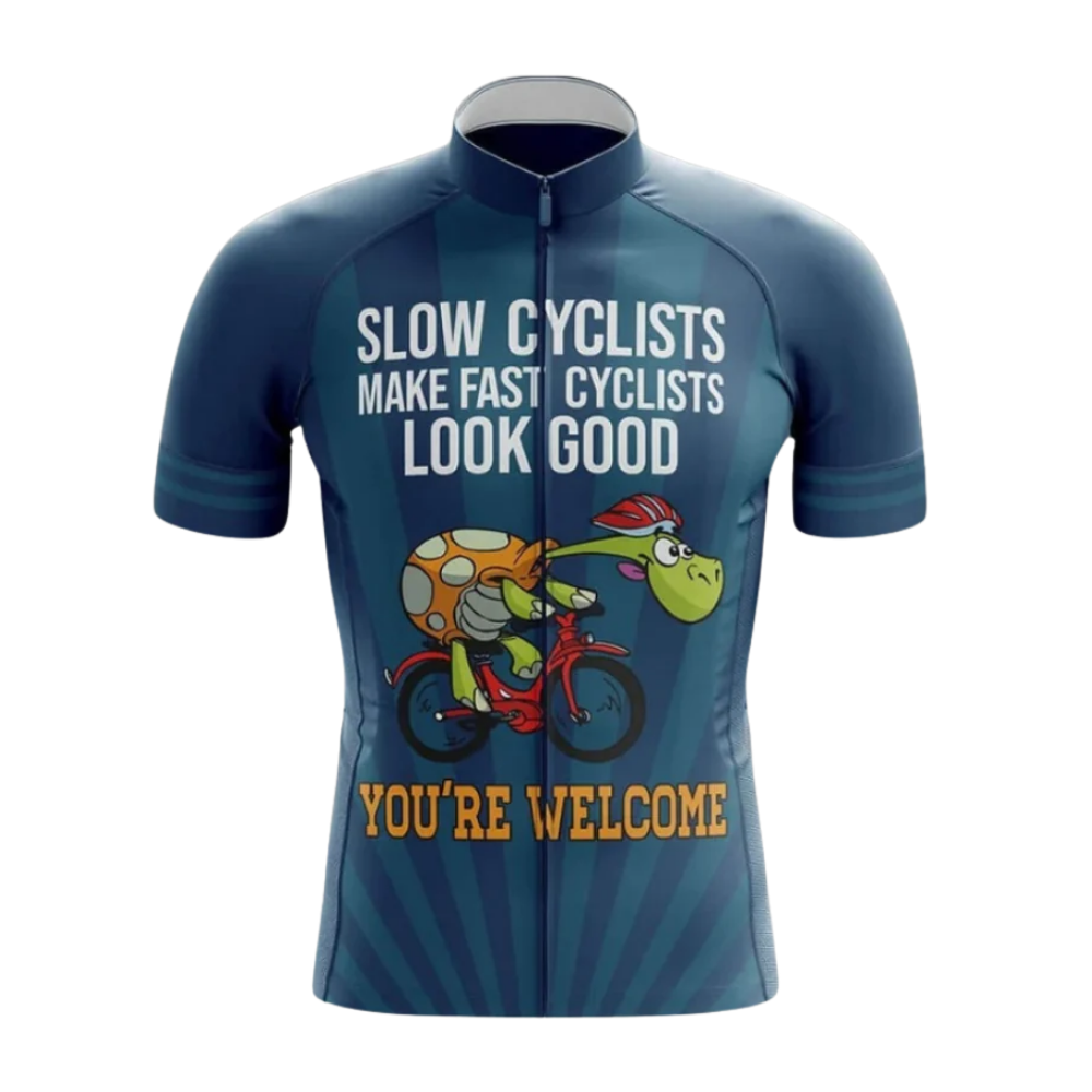 Slow Cyclists Make Fast Cyclists Look Good Cycling Short Sleeve Jersey For Men, Funny Turtle Cycling Jersey CG0859