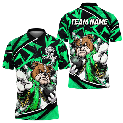 Custom Bulldog Bowling Polo Shirt For Men, Custom BullDog Team Bowling Shirt BE0217