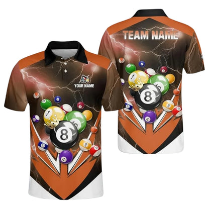 Custom Green Thunder Billiard Men Polo Shirt, Custom Pool Billiard Team Shirts BIZ0161
