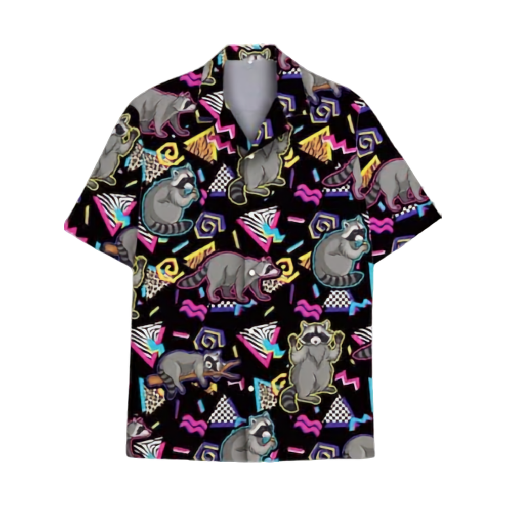 Retro Raccoon Men And Women Hawaiian Shirt, Raccoon Hawaiian Shirts HE0366
