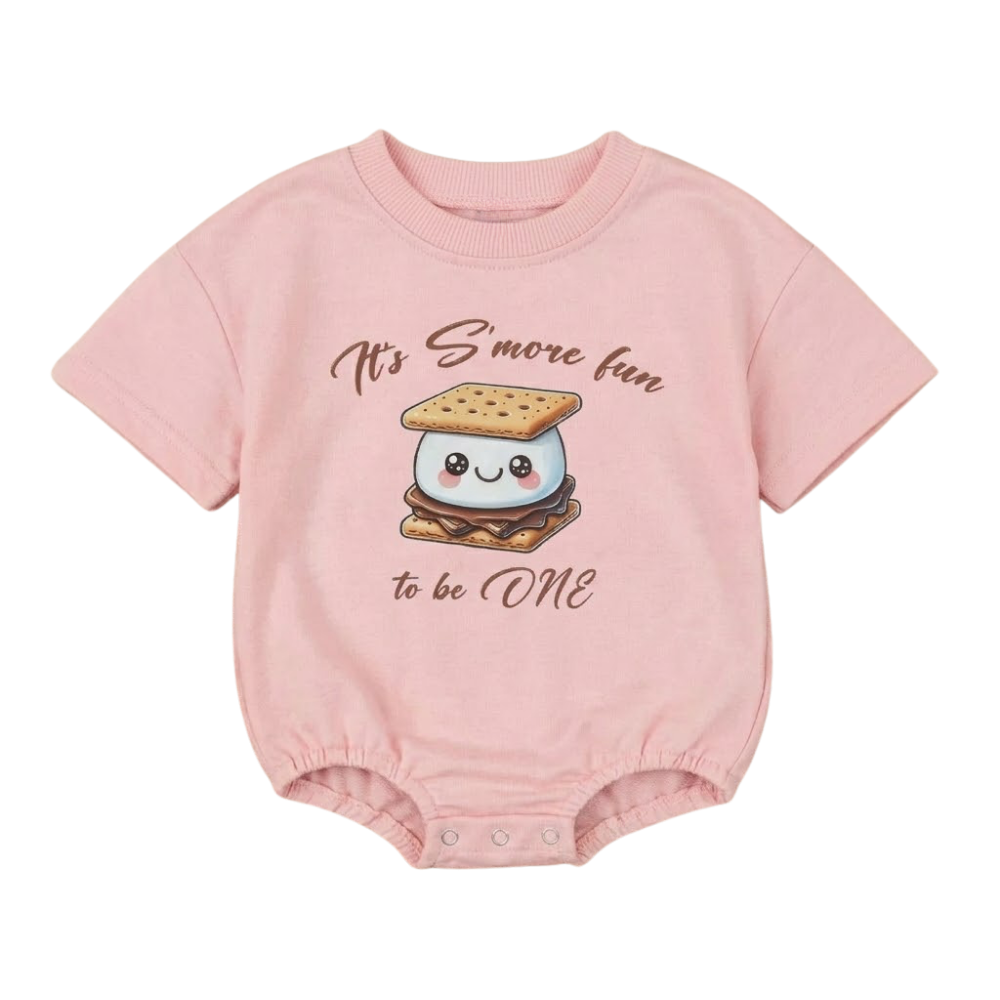 It’s S’more Fun To Be ONE Baby T Shirt Bubble Romper Romper, Funny First Birthday Romper BB0133