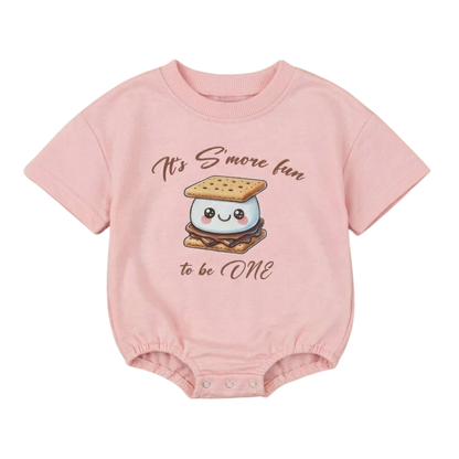It’s S’more Fun To Be ONE Baby T Shirt Bubble Romper Romper, Funny First Birthday Romper BB0133