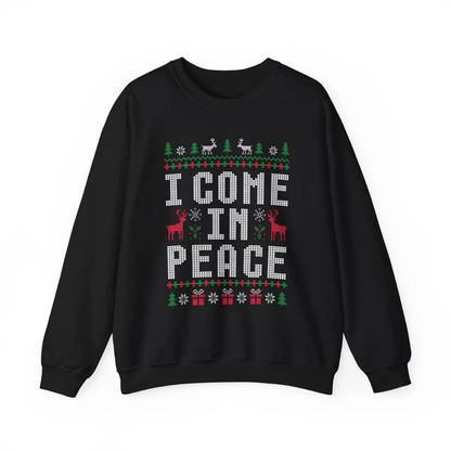 Matching I Come In Peace Couple Ugly Christmas Sweatshirts, Funny Christmas Sweatshirt For His And Her ET1349