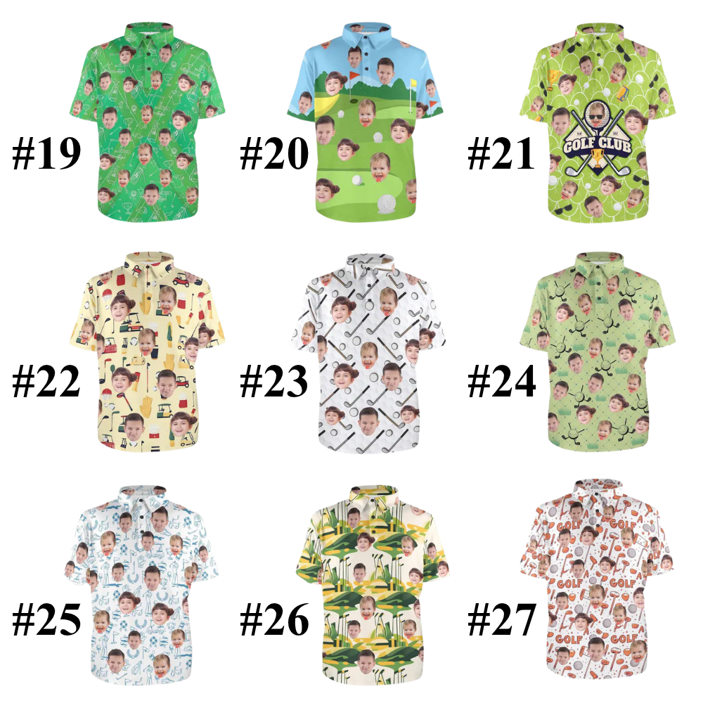 Custom Photo Argyle Couple Matching Golf Polo Shirt, Custom Face Golf Shirt For Men And Women GE0570