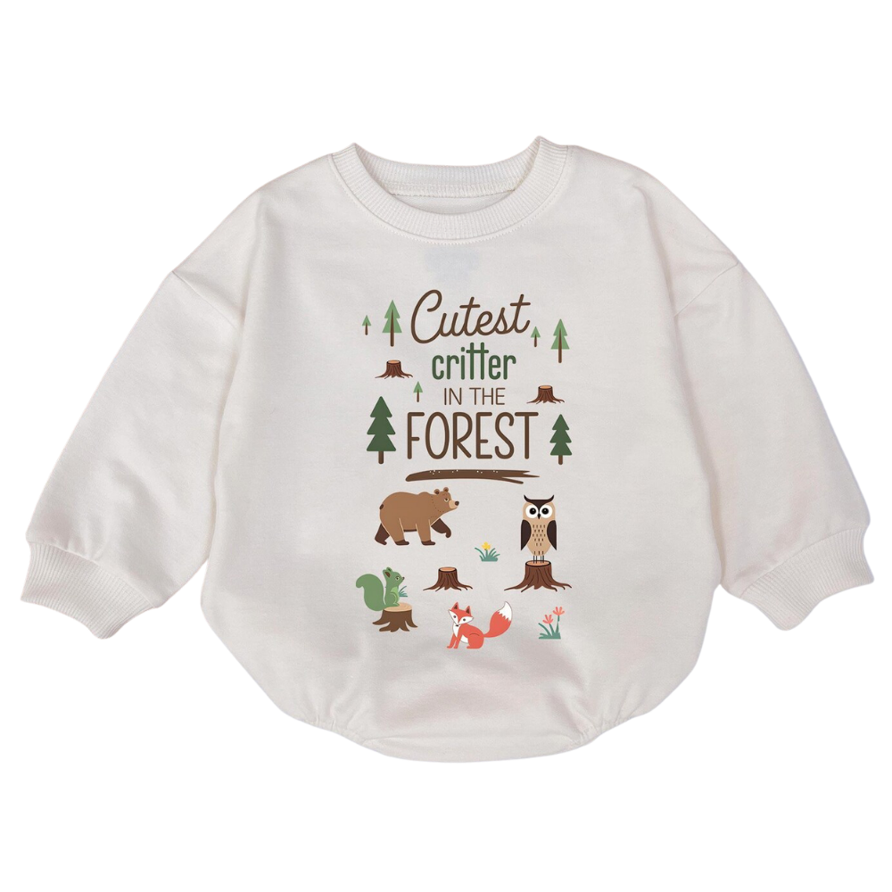 Wild Animal Cutest Critter In The Forest Baby Romper Sweatshirt, Animal Lover Romper Sweatshirt Baby BB0534