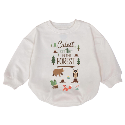 Wild Animal Cutest Critter In The Forest Baby Romper Sweatshirt, Animal Lover Romper Sweatshirt Baby BB0534