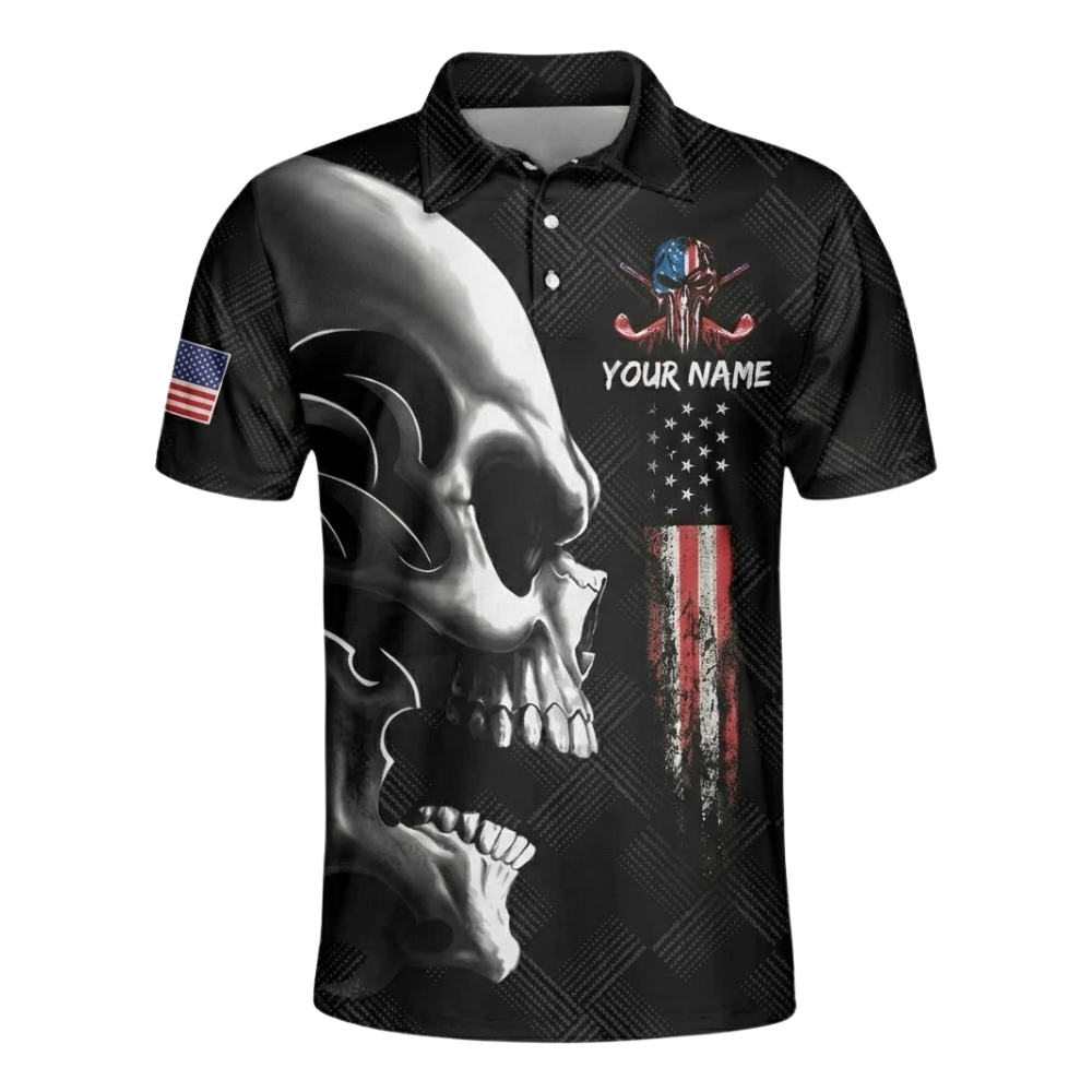 Hello Darkness My Old Friend I've Come To Play With You Again Custom Mens Skull Golf Polo Shirt, Custom Skull Black Golf Shirts GZ0309