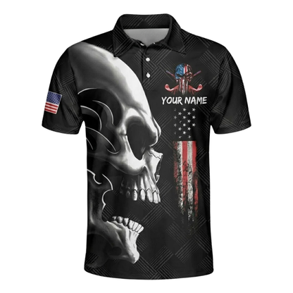 Hello Darkness My Old Friend I've Come To Play With You Again Custom Mens Skull Golf Polo Shirt, Custom Skull Black Golf Shirts GZ0309