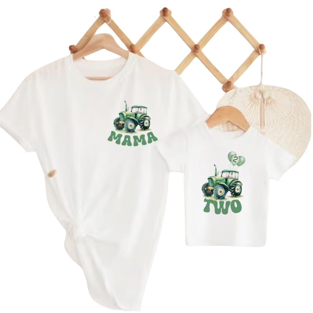 Custom Green Trucker First Birthday Matching Family T Shirts, Custom Family 1st Birthday Shirts ET0232