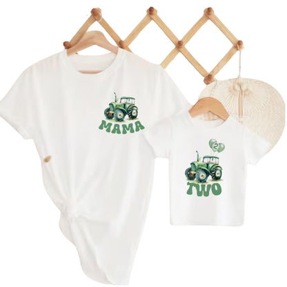 Custom Green Trucker First Birthday Matching Family T Shirts, Custom Family 1st Birthday Shirts ET0232