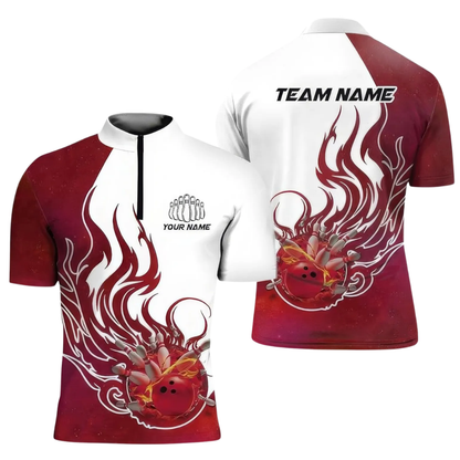 Custom Flame Purple And White Bowling Men Jersey, Custom Flame Bowling Team Shirts BE0190