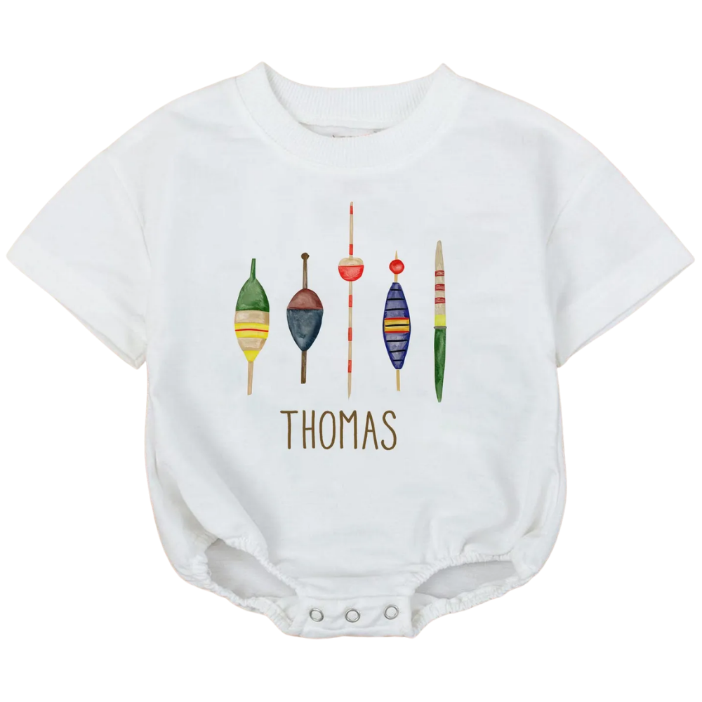 Personalized Fishing Baby Bubble T Shirt Romper for Boys, Custom Name Fishing Baby Romper BB0134