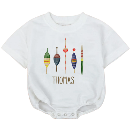 Personalized Fishing Baby Bubble T Shirt Romper for Boys, Custom Name Fishing Baby Romper BB0134