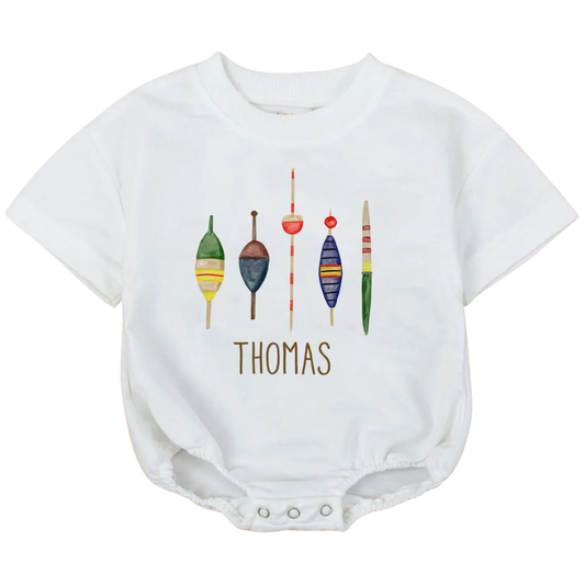 Personalized Fishing Baby Bubble T Shirt Romper for Boys, Custom Name Fishing Baby Romper BB0134