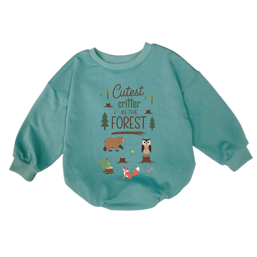 Wild Animal Cutest Critter In The Forest Baby Romper Sweatshirt, Animal Lover Romper Sweatshirt Baby BB0534