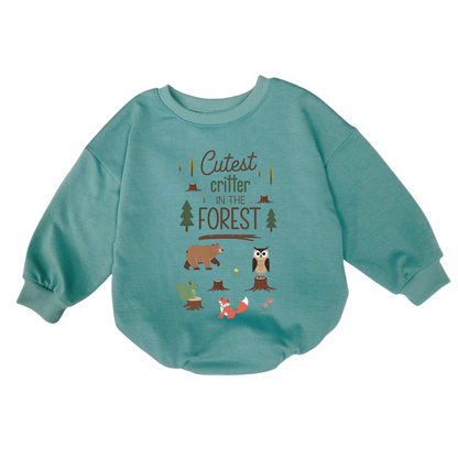 Wild Animal Cutest Critter In The Forest Baby Romper Sweatshirt, Animal Lover Romper Sweatshirt Baby BB0534