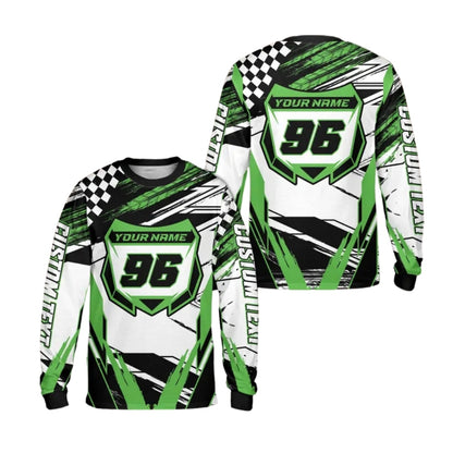 Custom Grunge Red And White Long Sleeve Dirt Bike Shirt For Men, Custom Name And Number Dirt Bike Jerseys ME0029