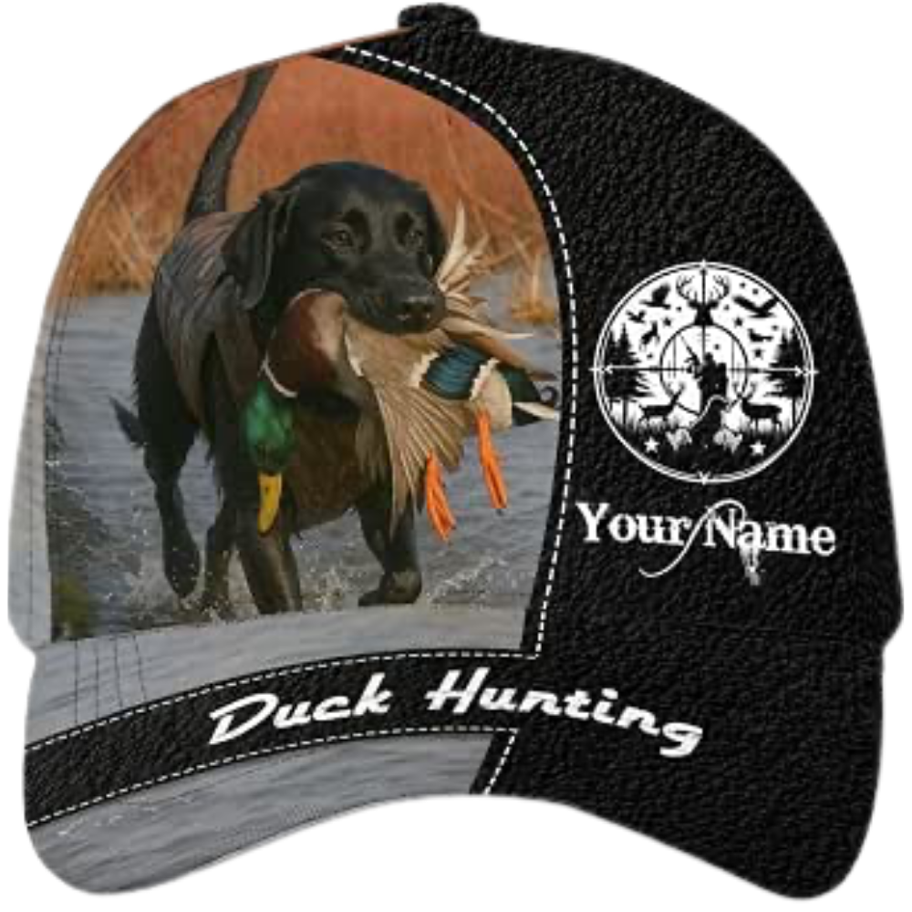 Duck Hunting Dog Custom Name 3D Baseball Cap For Hunter, Custom Duck Hunting Caps Hats CP0534