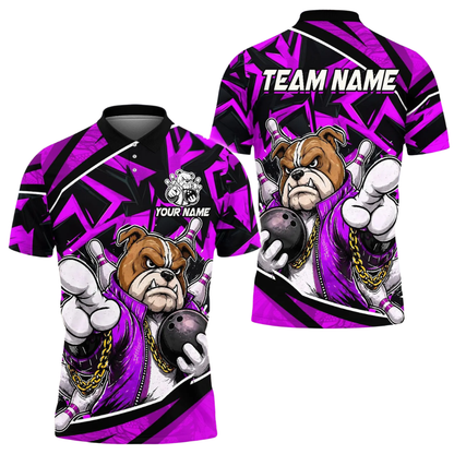 Custom Bulldog Bowling Polo Shirt For Men, Custom BullDog Team Bowling Shirt BE0217