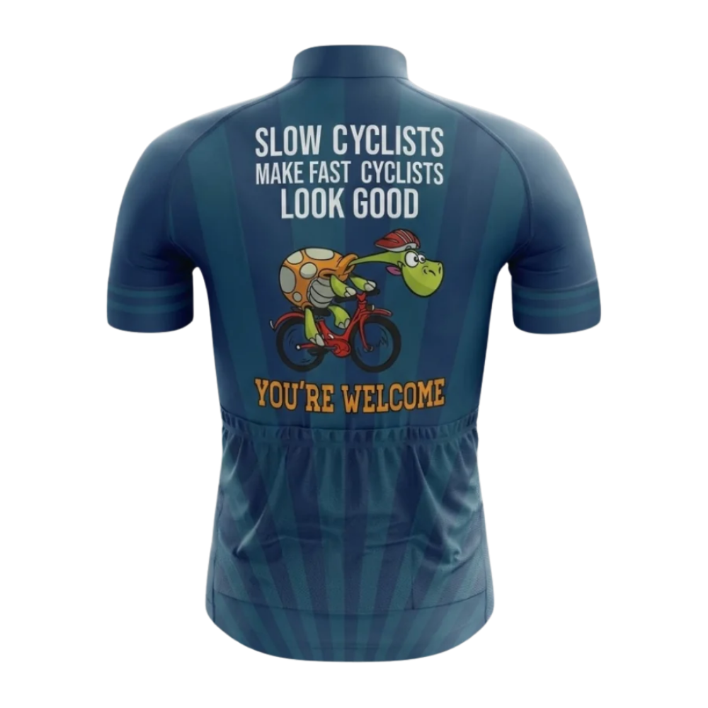 Slow Cyclists Make Fast Cyclists Look Good Cycling Short Sleeve Jersey For Men, Funny Turtle Cycling Jersey CG0859