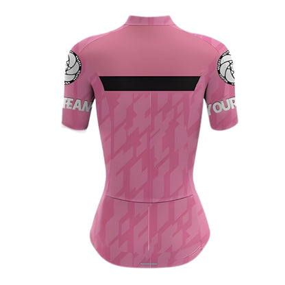 Custom Pink Women's Cycling Short Sleeve Jersey, Custom Team Cycling Jersey For Womens CZ0114