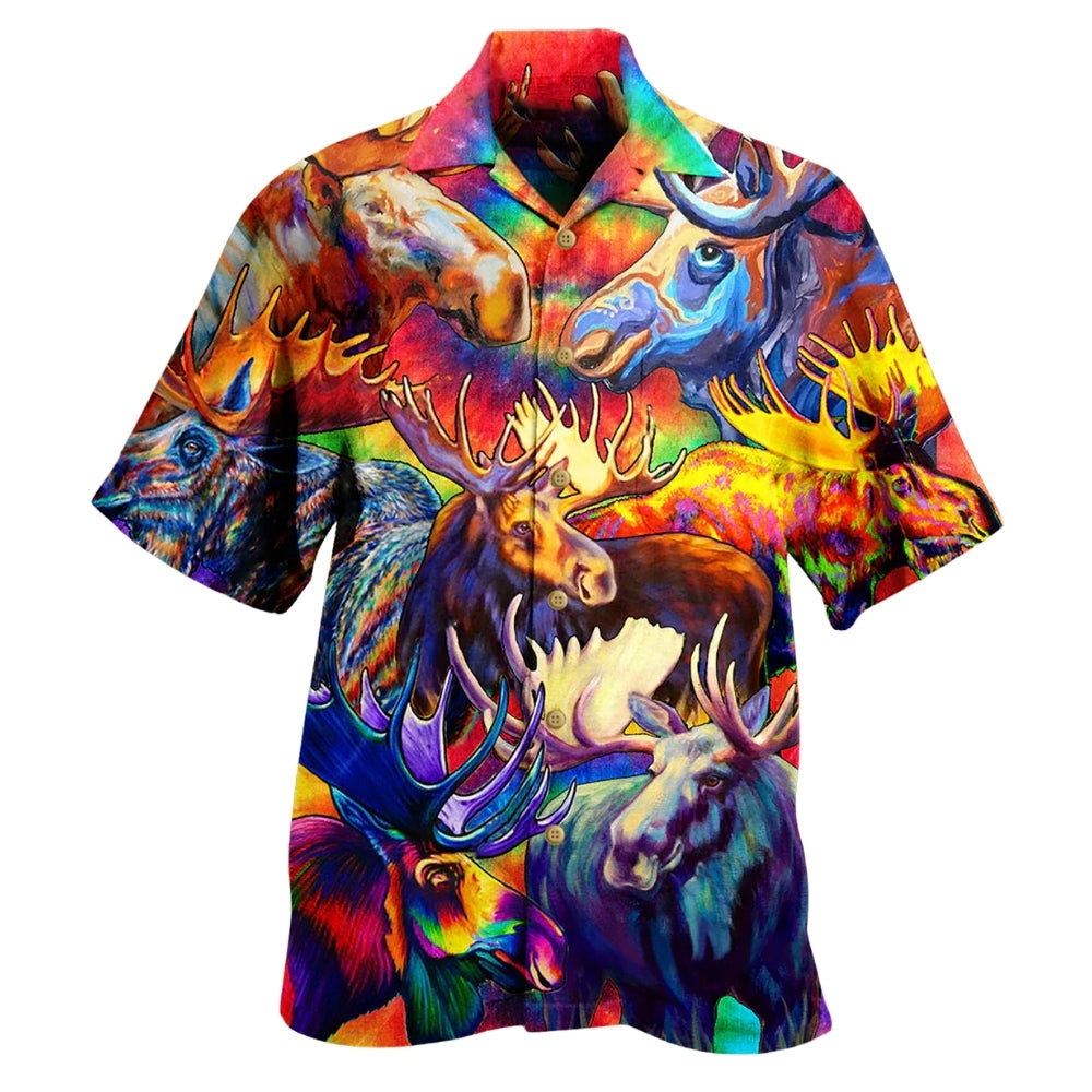 Colorful Moose Hunting Mens Hawaiian Shirt, Moose Hawaiian Shirt For Hunter HE0419
