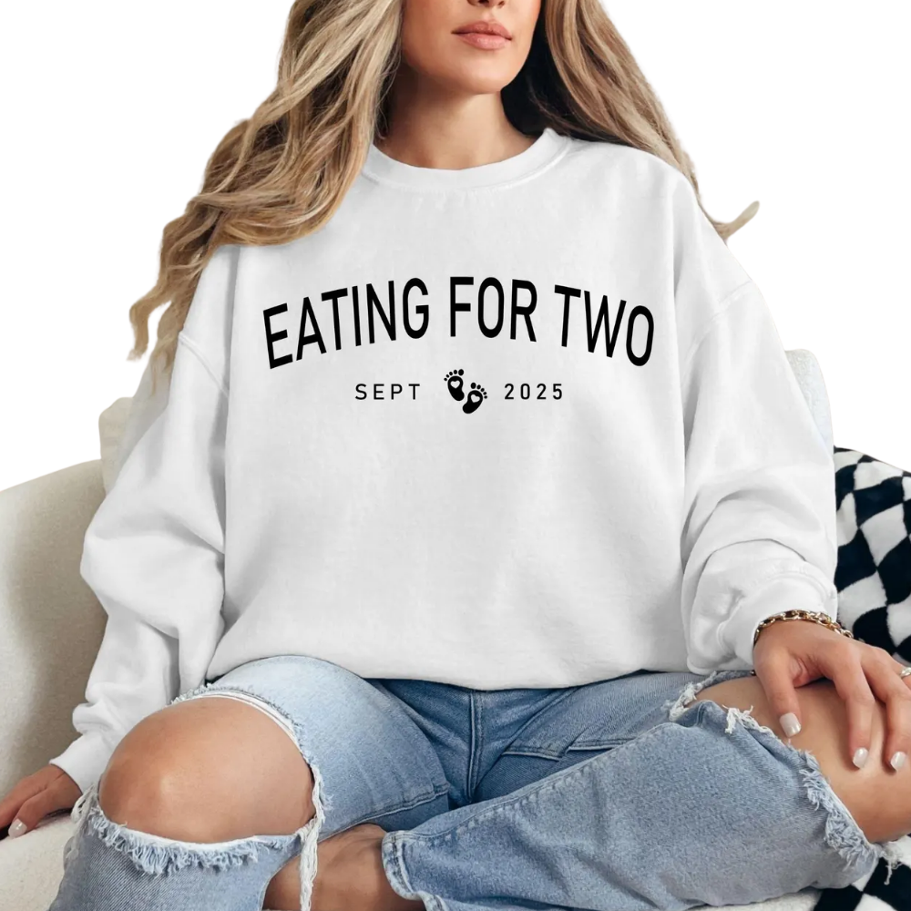 Eating For Two Beer For Three Matching Pregnancy Announcement Sweatshirt, Funny Baby Reveal Couple Sweatshirts ET1486