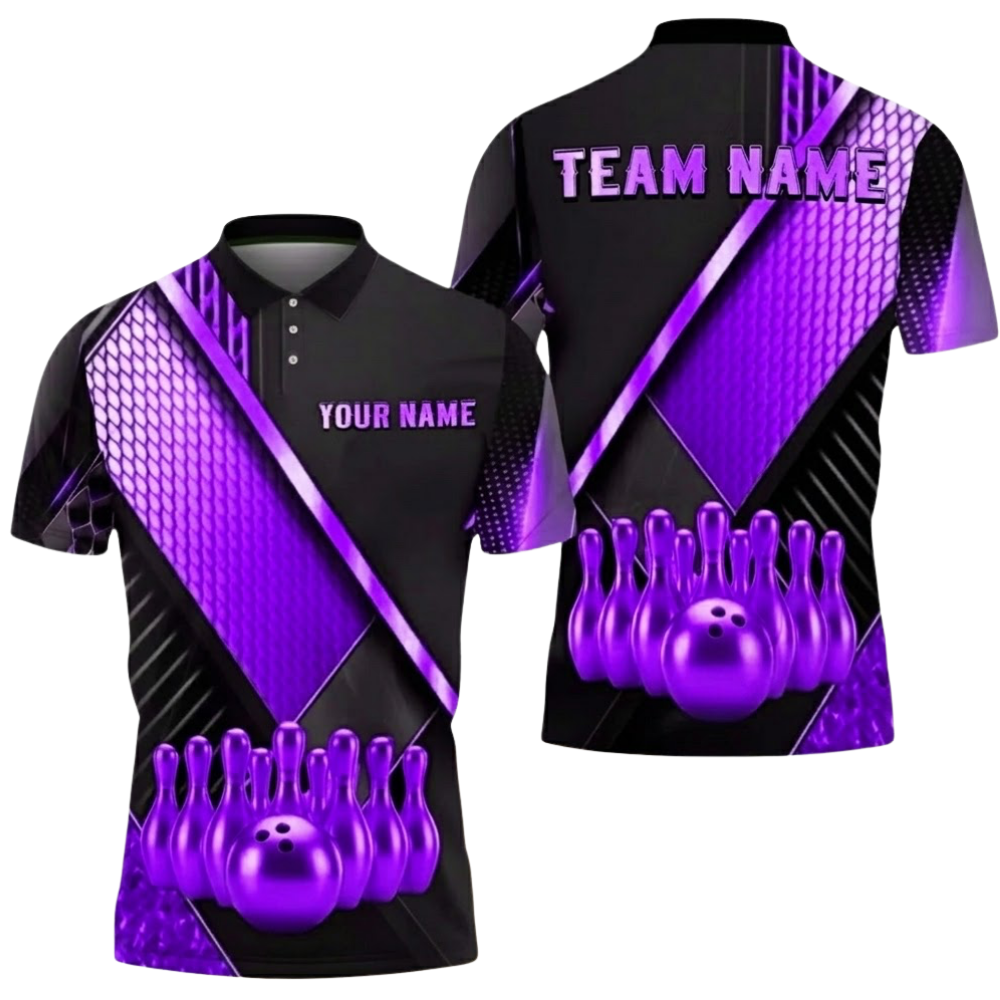 Custom Team Black And Gold Bowling Polo Shirt Men, Custom Bowling Shirts BZ0749