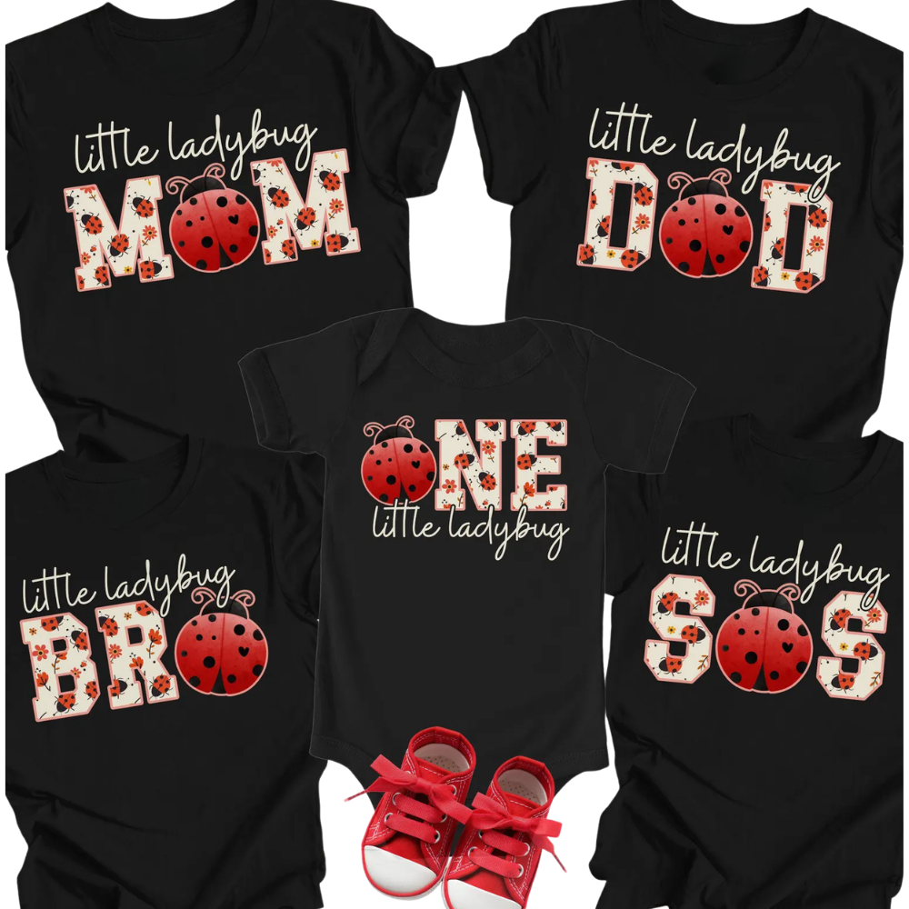 One Little Ladybug First Birthday Family Matching T Shirt, 1st Birthday Ladybug Family Shirts ET1270