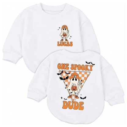 Custom One Spooky Dude Birthday Baby Romper Sweatshirt, Custom Halloween First Birthday Sweatshirt Baby BB0815