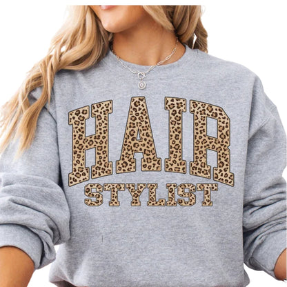 Hair Stylist Leopard Sweatshirt, Hair Stylist Sweater 2D0781