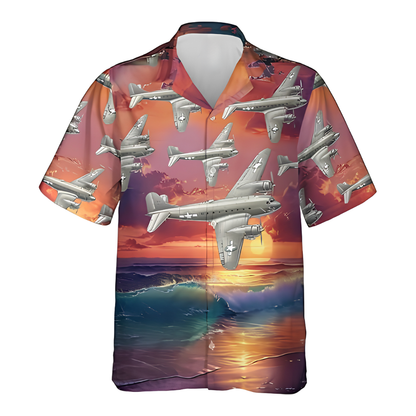 Curtiss C-46 Commando Hawaiian Shirt For Men, Aircraft Veteran Hawaiian Shirt HE0734