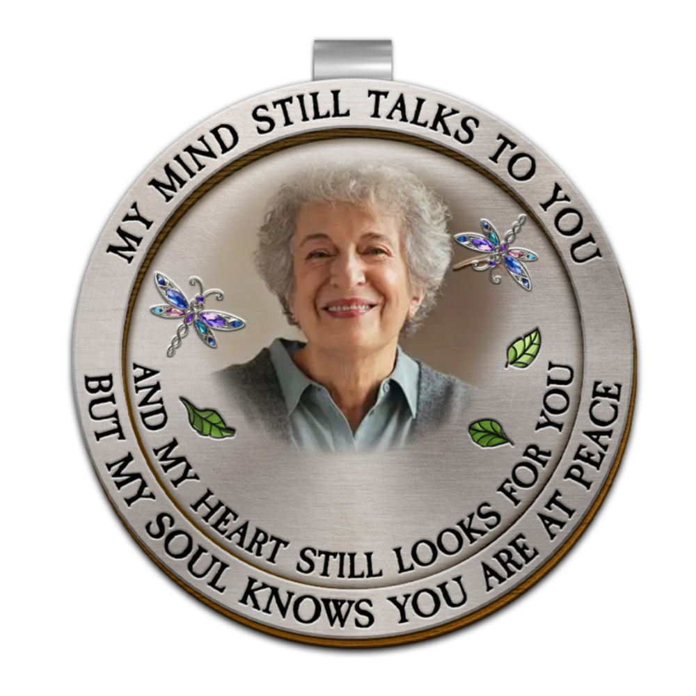 My Mind Still Talks To You Personalized Memorial Car Visor Clip, Custom Photo Memorial Car Visor Clip TD0002