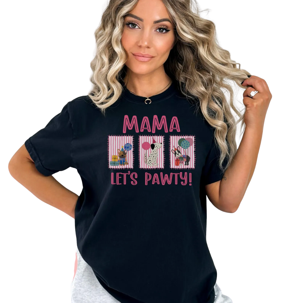 Let's Pawty Custom Puppy Birthday Matching Family T Shirt, Custom Dog Birthday Family Shirts ET1247
