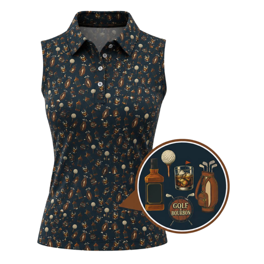Women's Bourbon Sleeveless Golf Shirt, Bourbon Golf Shirt For Women GE0434