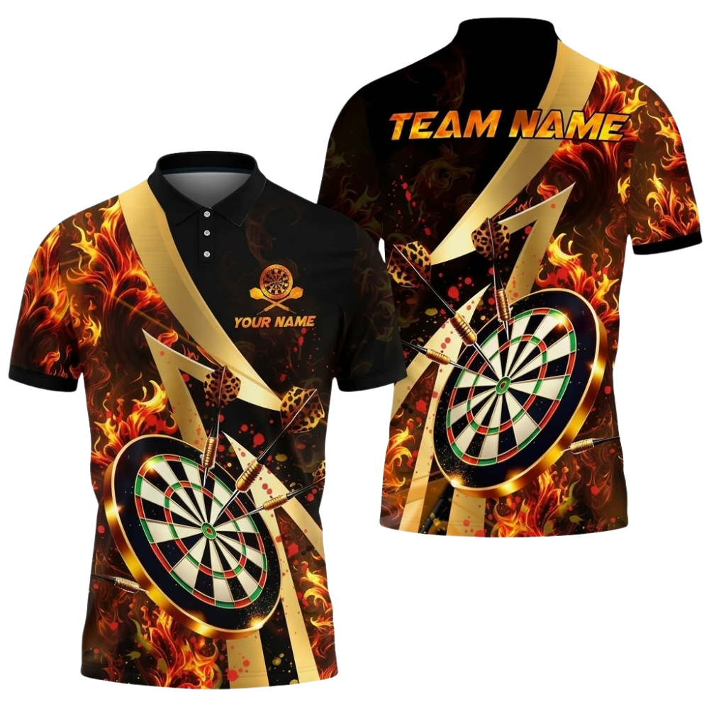 Custom Purple Flame Darts Men Polo Shirt, Custom Flame Darts Team Shirt DZ0172