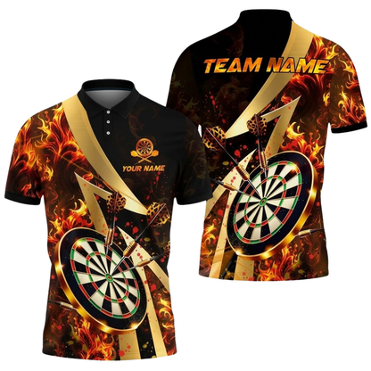 Custom Purple Flame Darts Men Polo Shirt, Custom Flame Darts Team Shirt DZ0172