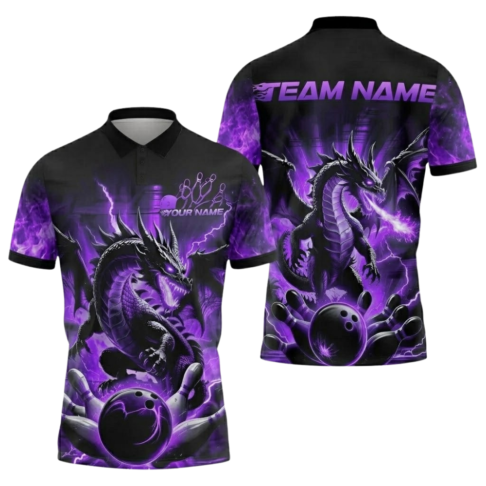 Custom Dragon Bowling Polo Shirt For Men, Custom Team Dragon Bowling Shirts BZ0835