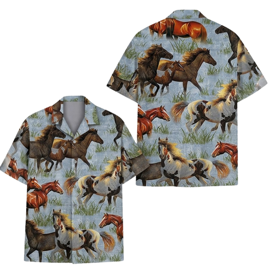 Horse Vintage Hawaiian Shirt For Men, Horse Lover Hawaiian Shirt With Pocket HE0707