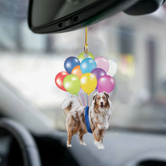 Balloon Dog Ornament Australian Shepherd Dog Fly With Bubbles Dog Hanging Ornament Car Ornament Lasfour OO0849