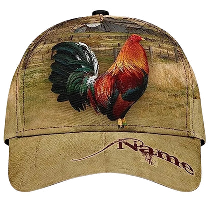Personalized Rooster Cap, Rooster Lovers Hats Caps, Custom 3D Chicken Rooster Baseball Cap CP0005