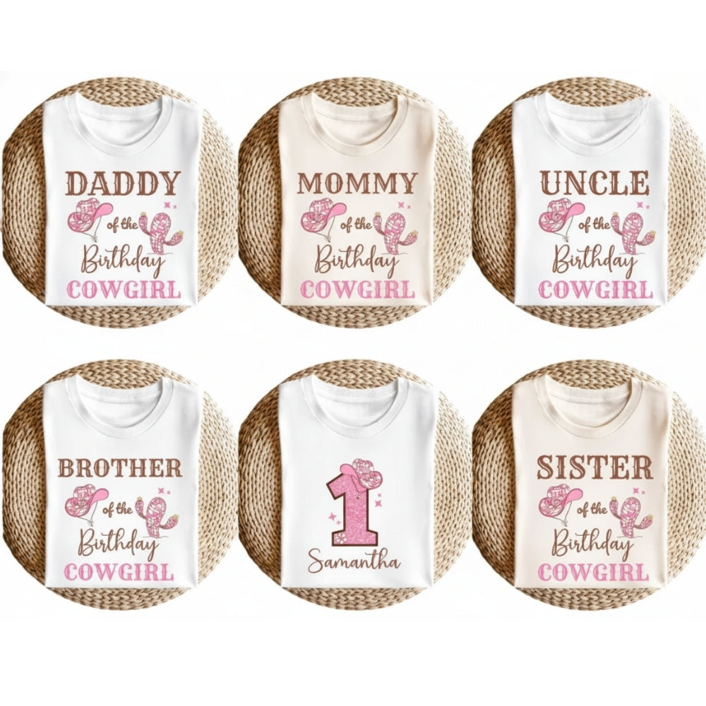 Custom Cowgirl Matching First Birthday T Shirts For Family, Custom Western 1st Birthday Family Shirts ET0357