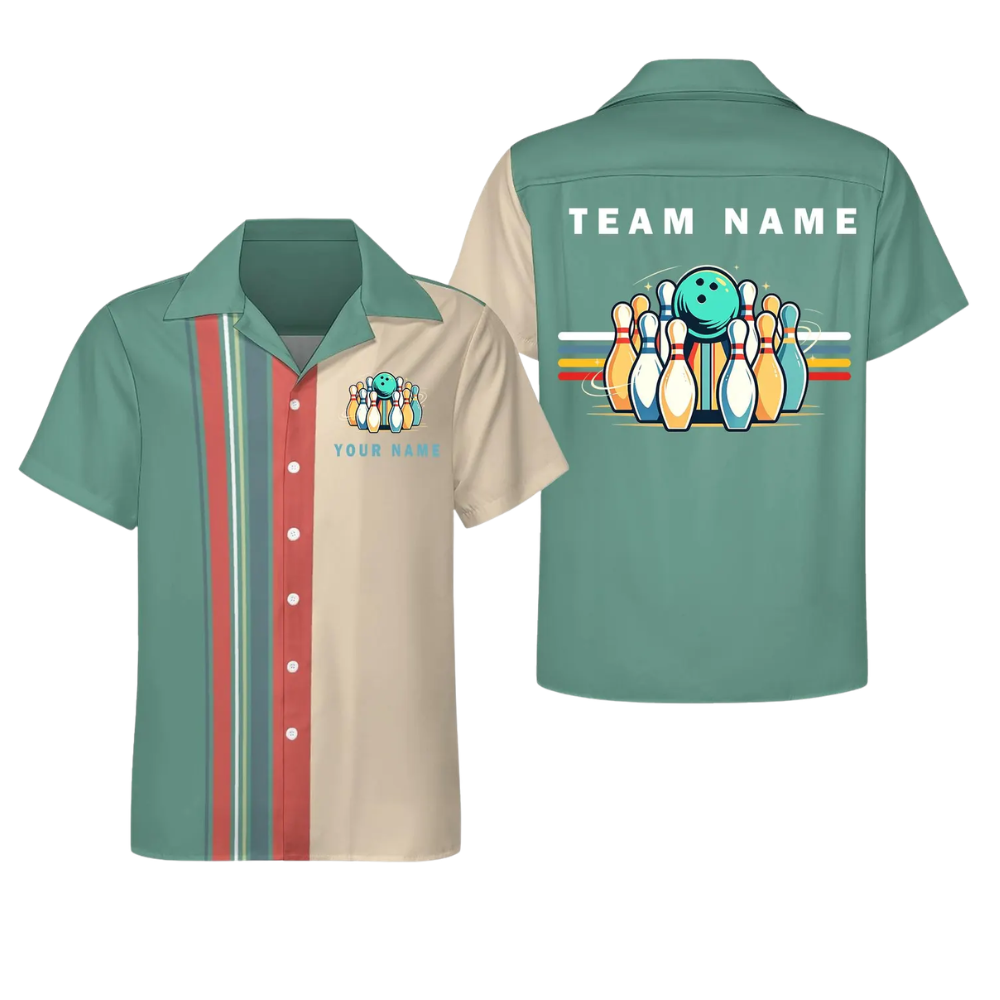 Custom Retro Bowling Hawaiian Shirt Men Women, Custom Retro Bowling Team Shirt BE0251