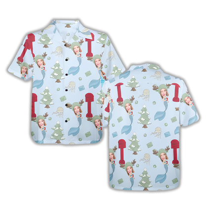 Custom Photo Christmas Tropical Hawaiian Shirt For Men Women, Custom Funny Faces Christmas Hawaiian Shirt HE0880