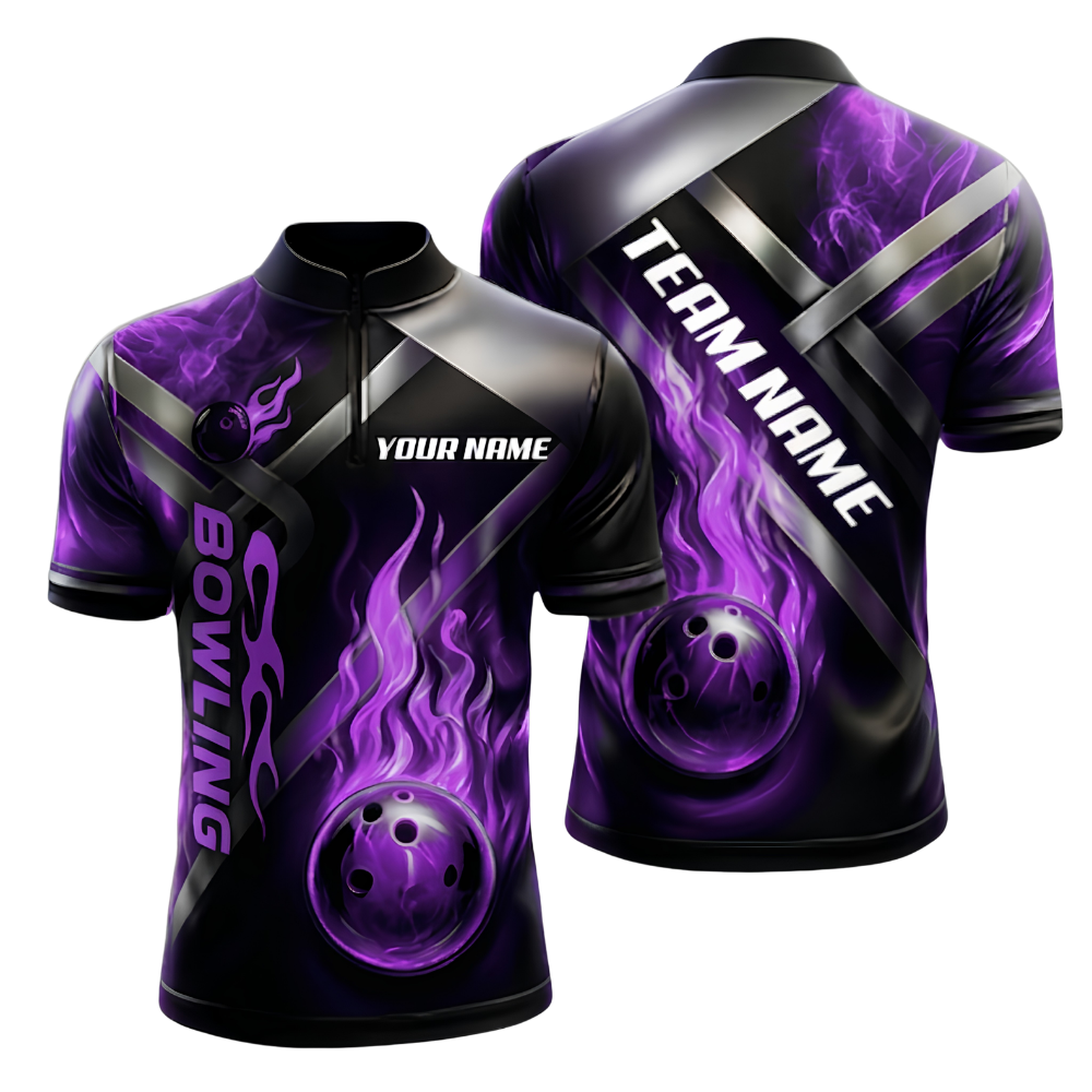 Custom Green Flame Bowling Jersey For Men, Custom Flame Bowling Team Shirt BZ0964