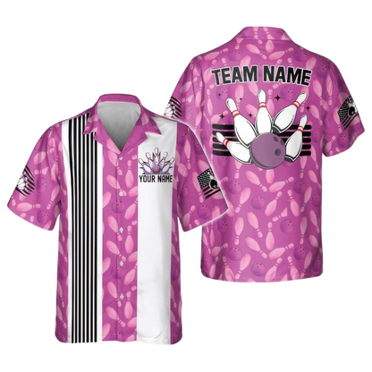 Custom Retro Blue Hawaiian Bowling Shirts, Custom Bowling Team Shirts BE0056