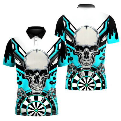 Custom Skull Red Dart Polo Shirt Men, Custom Skull Dart Team Shirt DZ0166