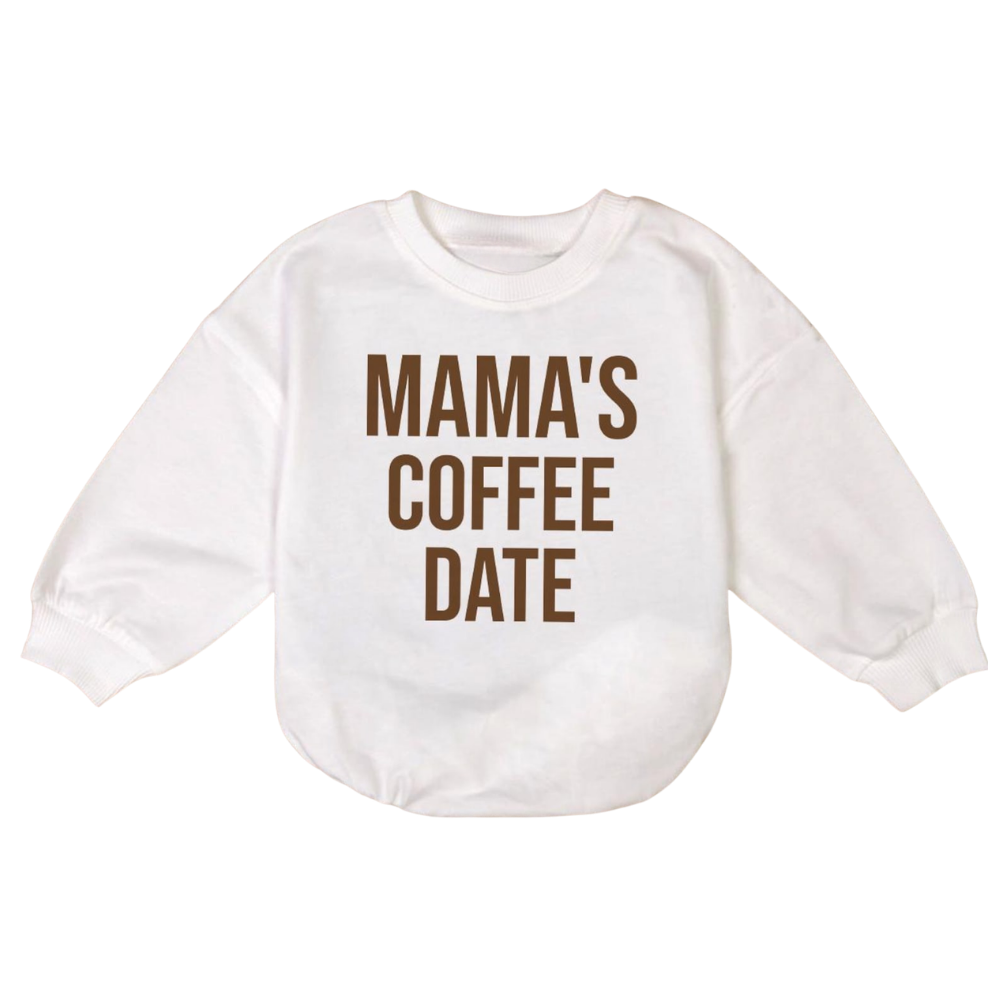 Mama's Coffee Date Baby Romper Sweatshirt, Mother Coffee Baby Romper Sweatshirt BB0013