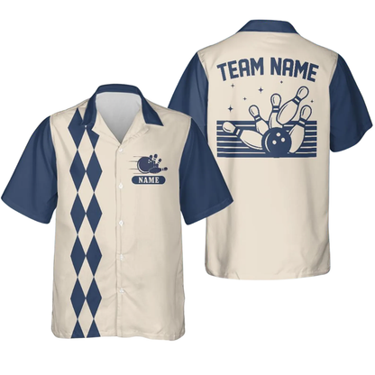 Custom Retro Mint Beige Bowling Hawaiian Shirt, Custom Team Bowling Shirt BE0227